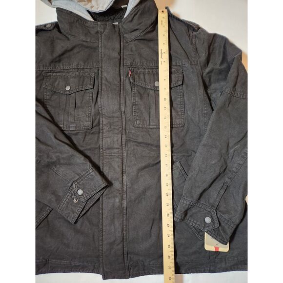 Levi's Men's 2XL Black Sherpa Lined Military Jacket – Hooded - Picture 5 of 9
